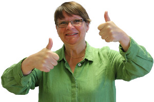 Photo of Anne-Marie Eklund Löwinder, DNSSEC pioneer, when she's happy